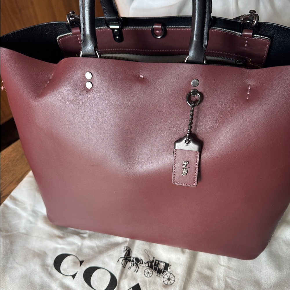 Coach Burgundy Leather Tote Bag